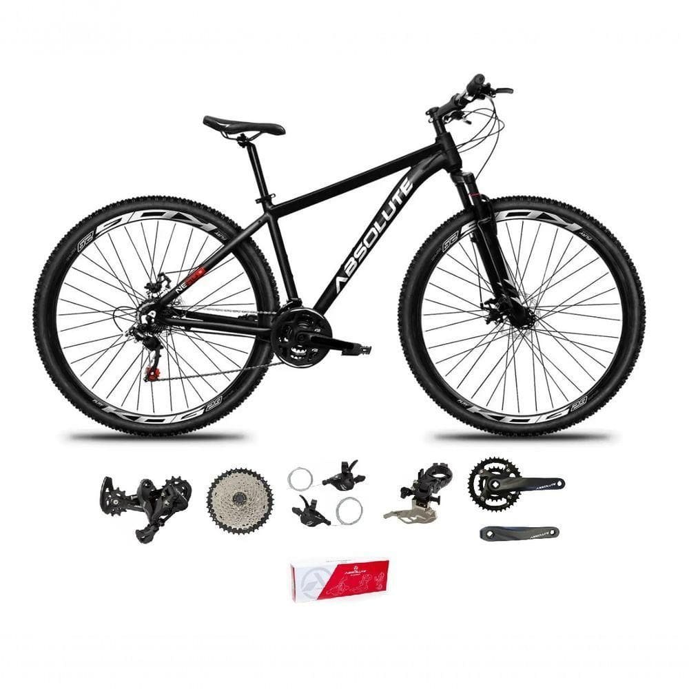 Bicicleta Aro 29 Absolute Nero 5 Alumínio 2x9 18v K7 Freios Hidráulicos Garfo Com Trava - Preto Tam.17