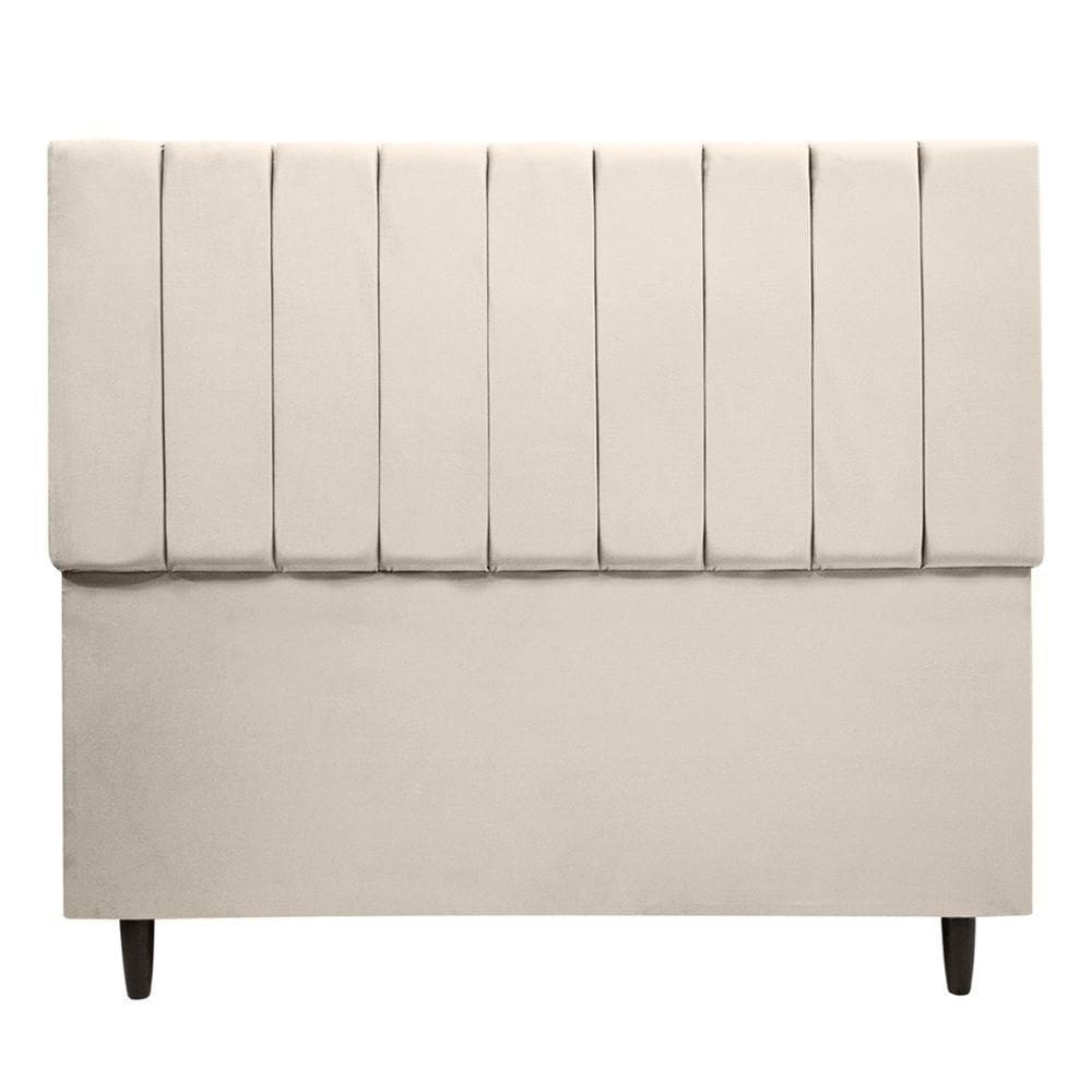 Cabeceira Cama Box Maju 1,40 Casal Veludo Linha Premium Bege
