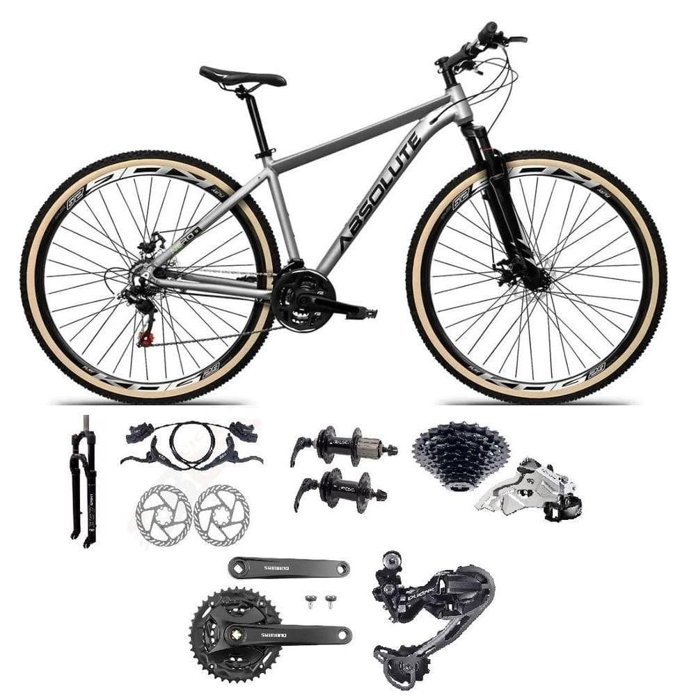 Bicicleta Aro 29 Absolute Nero 5 Câmbios Shimano Deore/altus 27v Freio A Oléo Garfo C/trava Pneu C/faixa -cinza Tam.15