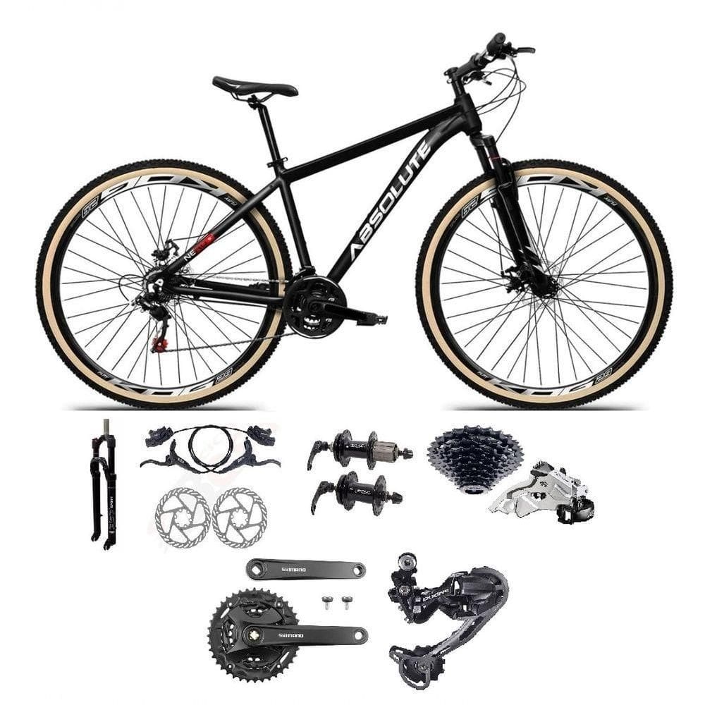 Bicicleta Aro 29 Absolute Nero 5 Câmbios Shimano Deore/altus 27v Freio A Oléo Garfo C/trava Pneu C/faixa -preto Tam.19