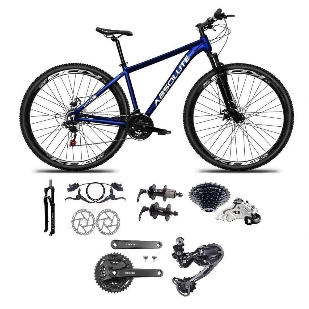 Bicicleta Aro 29 Absolute Nero 5 Câmbios Shimano Deore E Altus 27v Freio Hidraulico Garfo C/trava -azul Tam.17