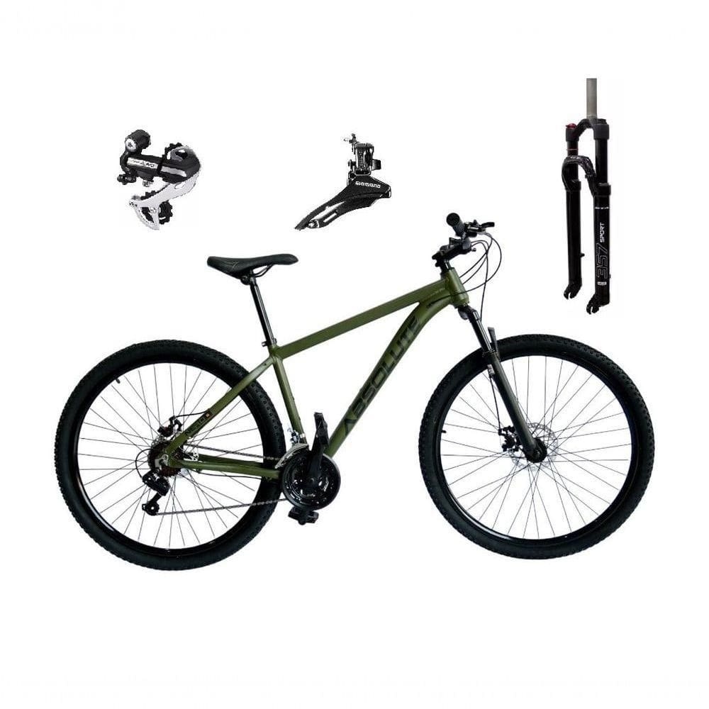 Bicicleta Aro 29 Absolute Nero 5 Câmbio Shimano 24v Acera K7 Garfo Trava Freio A Disco - Oliva Tam.15