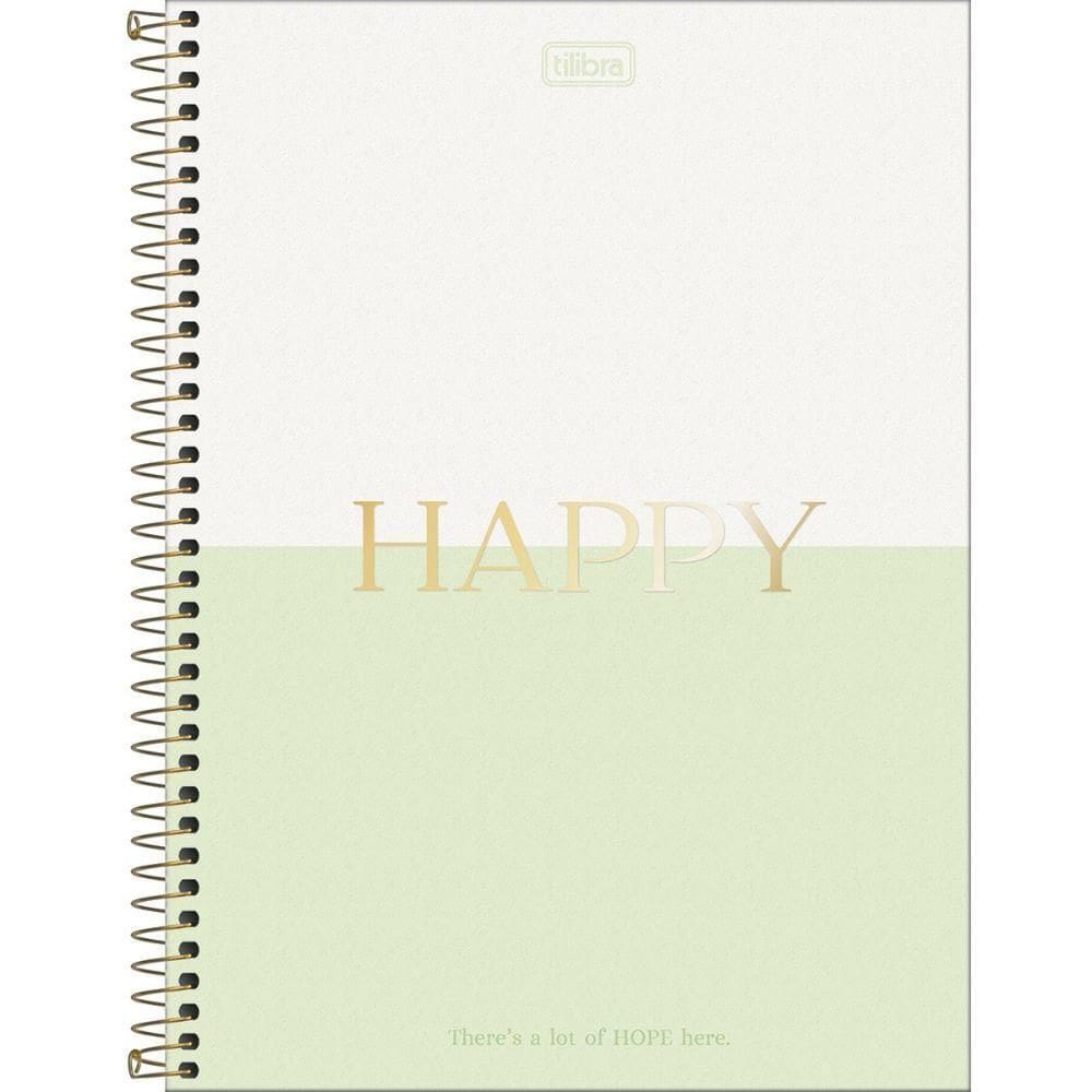Caderno Espiral Capa Dura Universitário 10 Matérias Happy 160 Folhas Tilibra Connect Verde