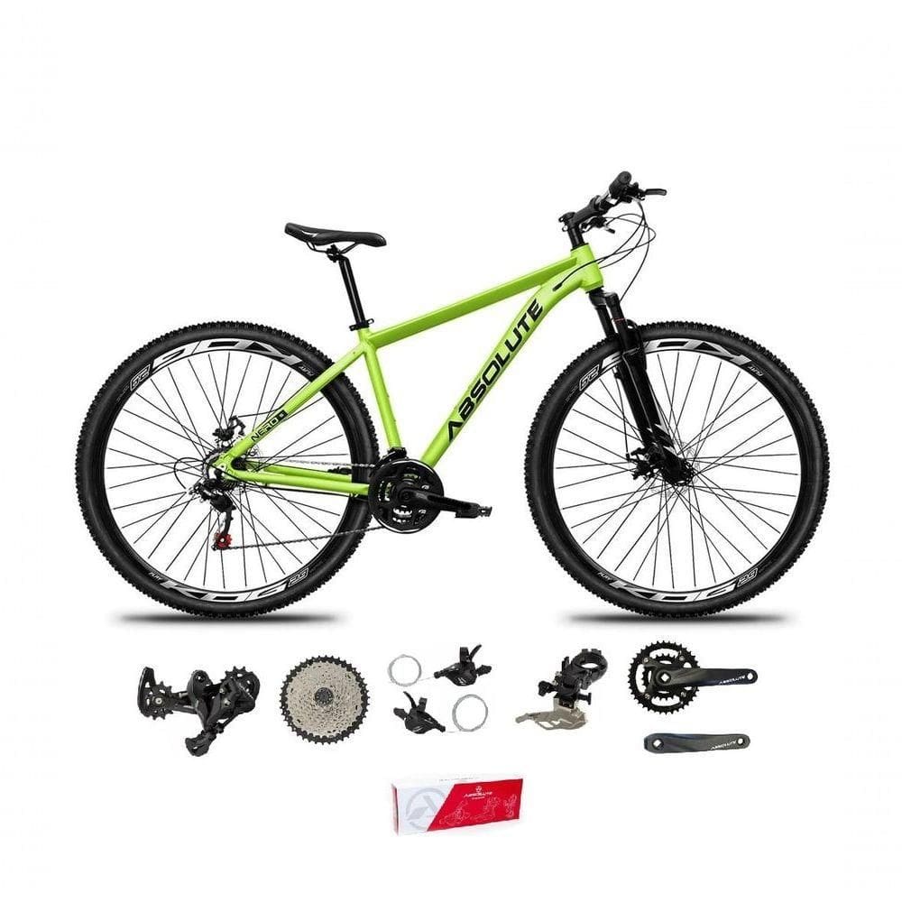 Bicicleta Aro 29 Absolute Nero 5 Alumínio 2x9 18v K7 Freios Hidráulicos Garfo Com Trava - Verde Tam.15