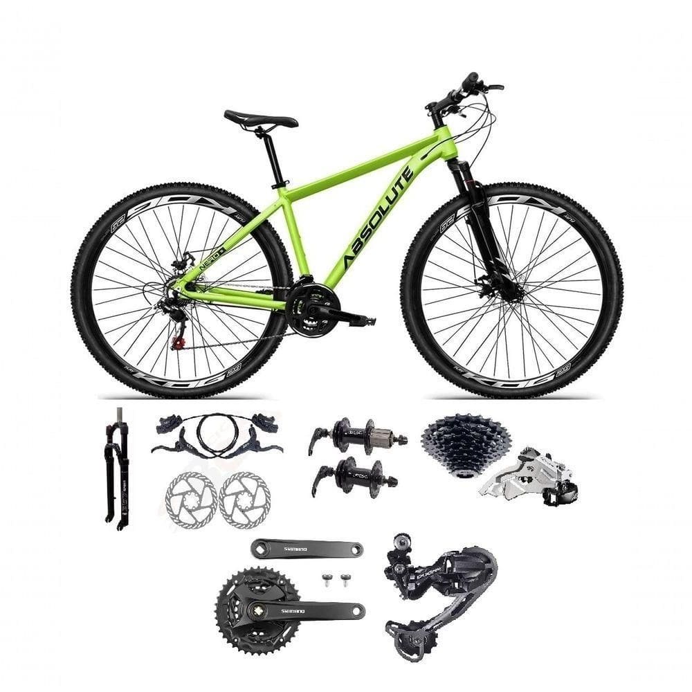 Bicicleta Aro 29 Absolute Nero 5 Câmbios Shimano Deore E Altus 27v Freio Hidraulico Garfo C/trava -verde Tam.15