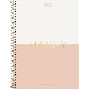 Caderno Espiral Capa Dura Universitário 10 Matérias Happy 160 Folhas Tilibra Connect Salmão