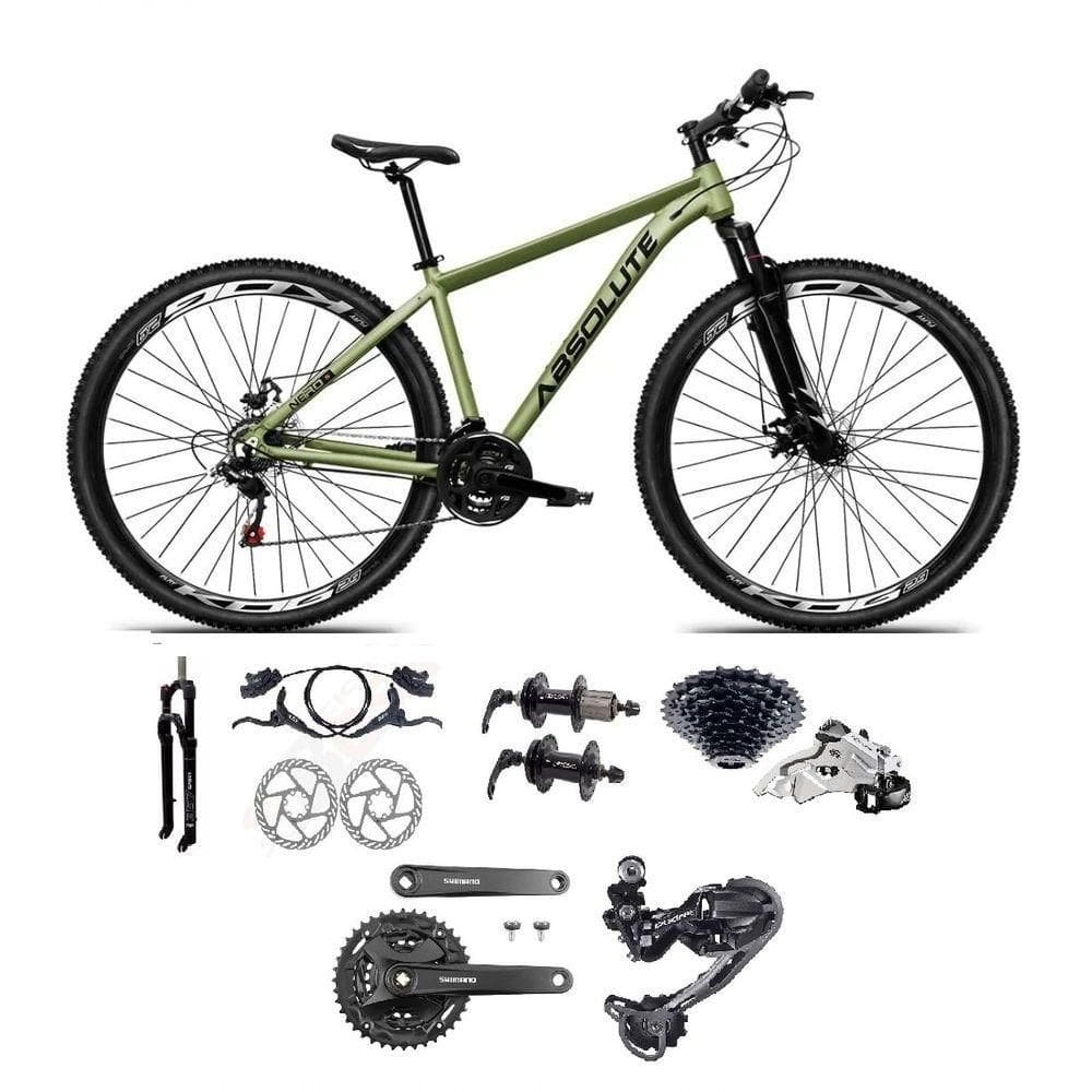 Bicicleta Aro 29 Absolute Nero 5 Câmbios Shimano Deore E Altus 27v Freio Hidraulico Garfo C/trava -oliva Tam.19