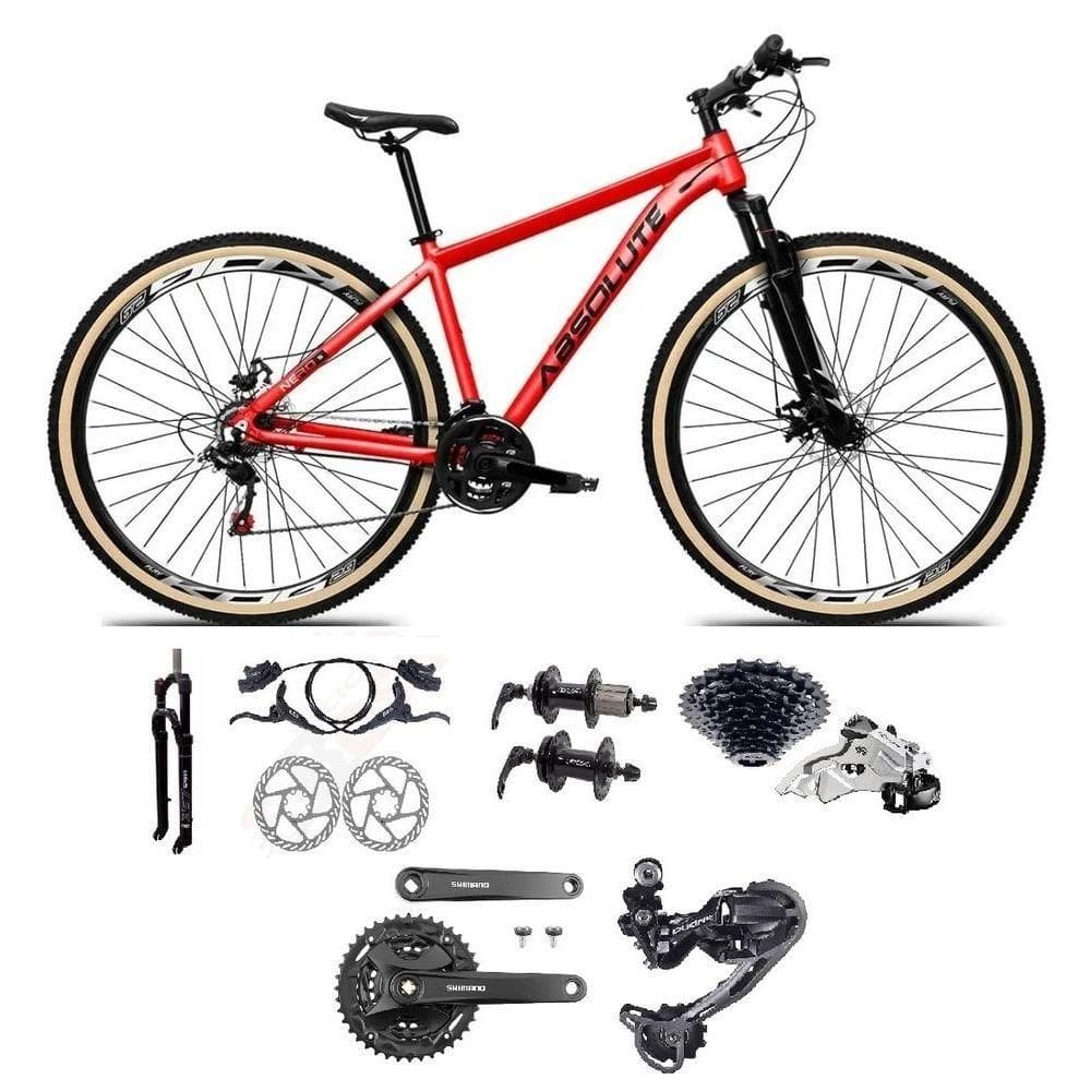 Bicicleta Aro 29 Absolute Nero 5 Câmbios Shimano Deore/altus 27v Freio A Oléo Garfo C/trava Pneu C/faixa -vermelho Tam21