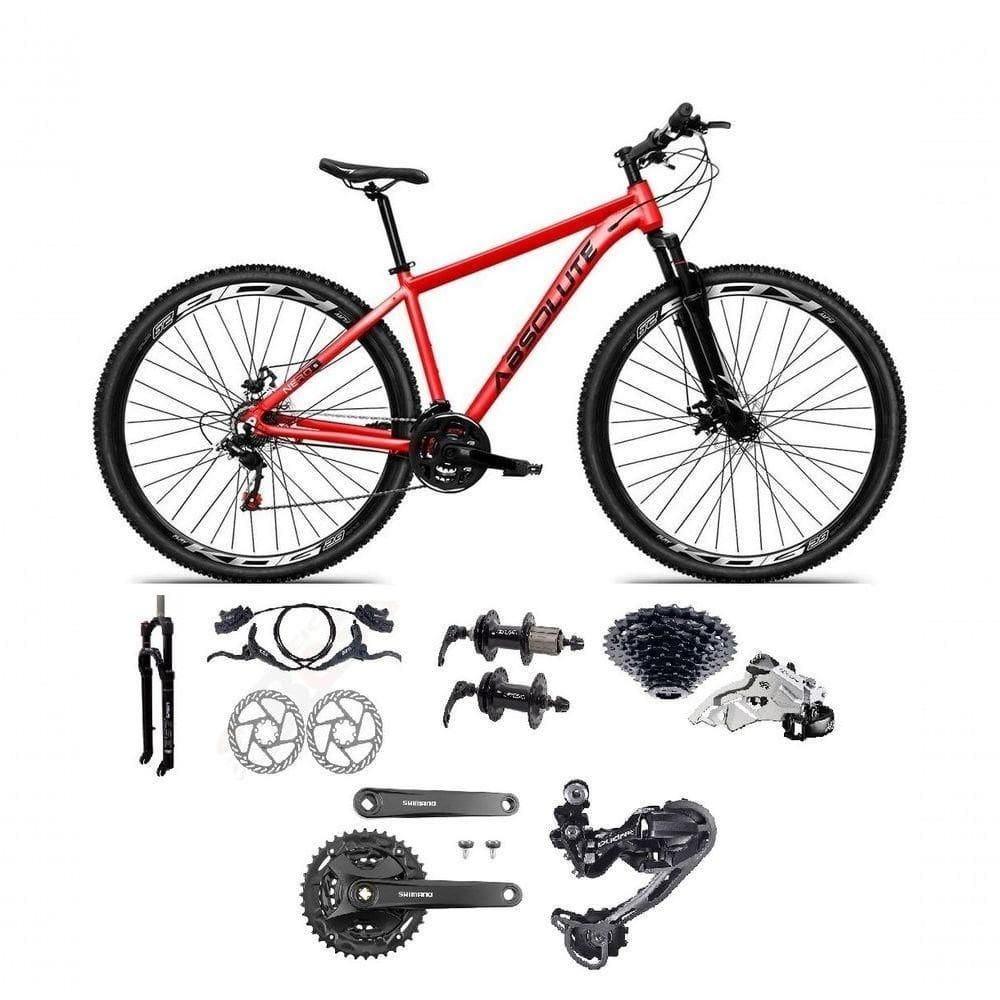 Bicicleta Aro 29 Absolute Nero 5 Câmbios Shimano Deore E Altus 27v Freio Hidraulico Garfo C/trava -vermelho Tam.21