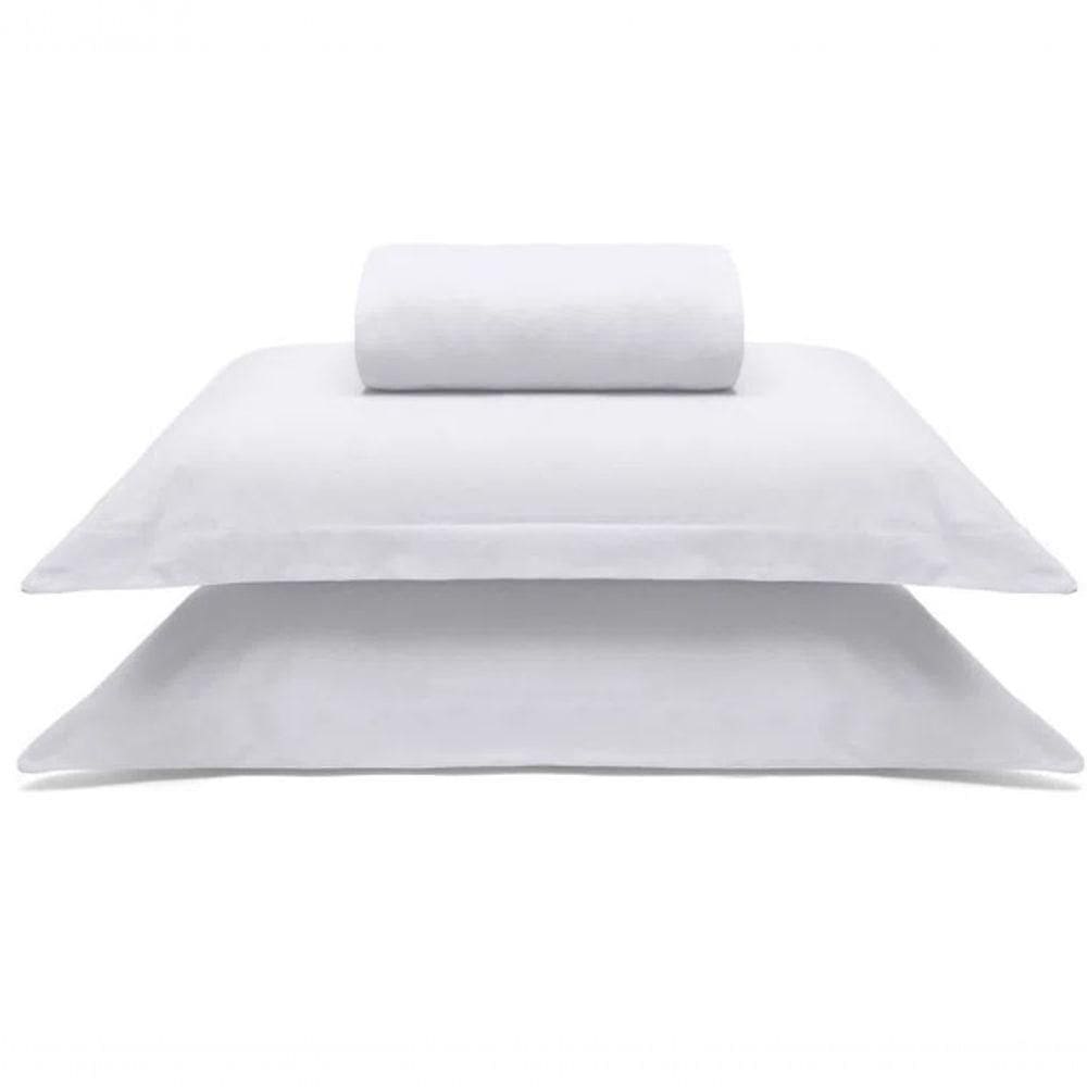Jogo De Cama Buettner Casal Malha 100% Algodao Liso 3 Peças Image Branco