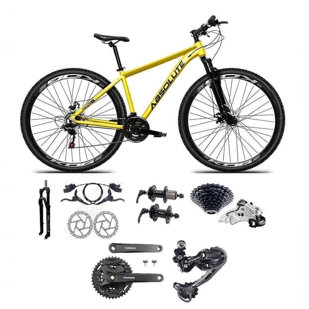 Bicicleta Aro 29 Absolute Nero 5 Câmbios Shimano Deore E Altus 27v Freio Hidraulico Garfo C/trava -amarelo Tam.17