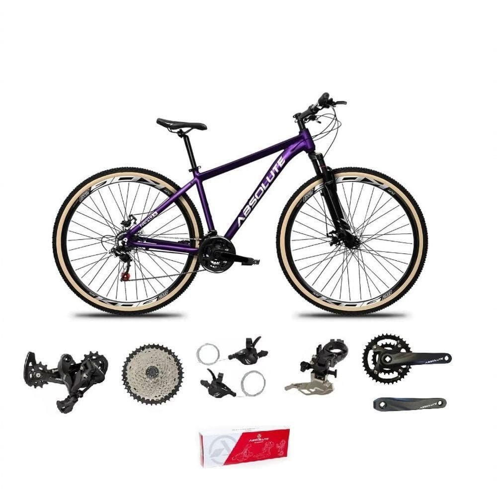 Bicicleta Aro 29 Absolute Nero 5 Alumínio 2x9 18v K7 Freios Hidráulicos Garfo Com Trava Pneu C/faixa - Roxo Tam.17