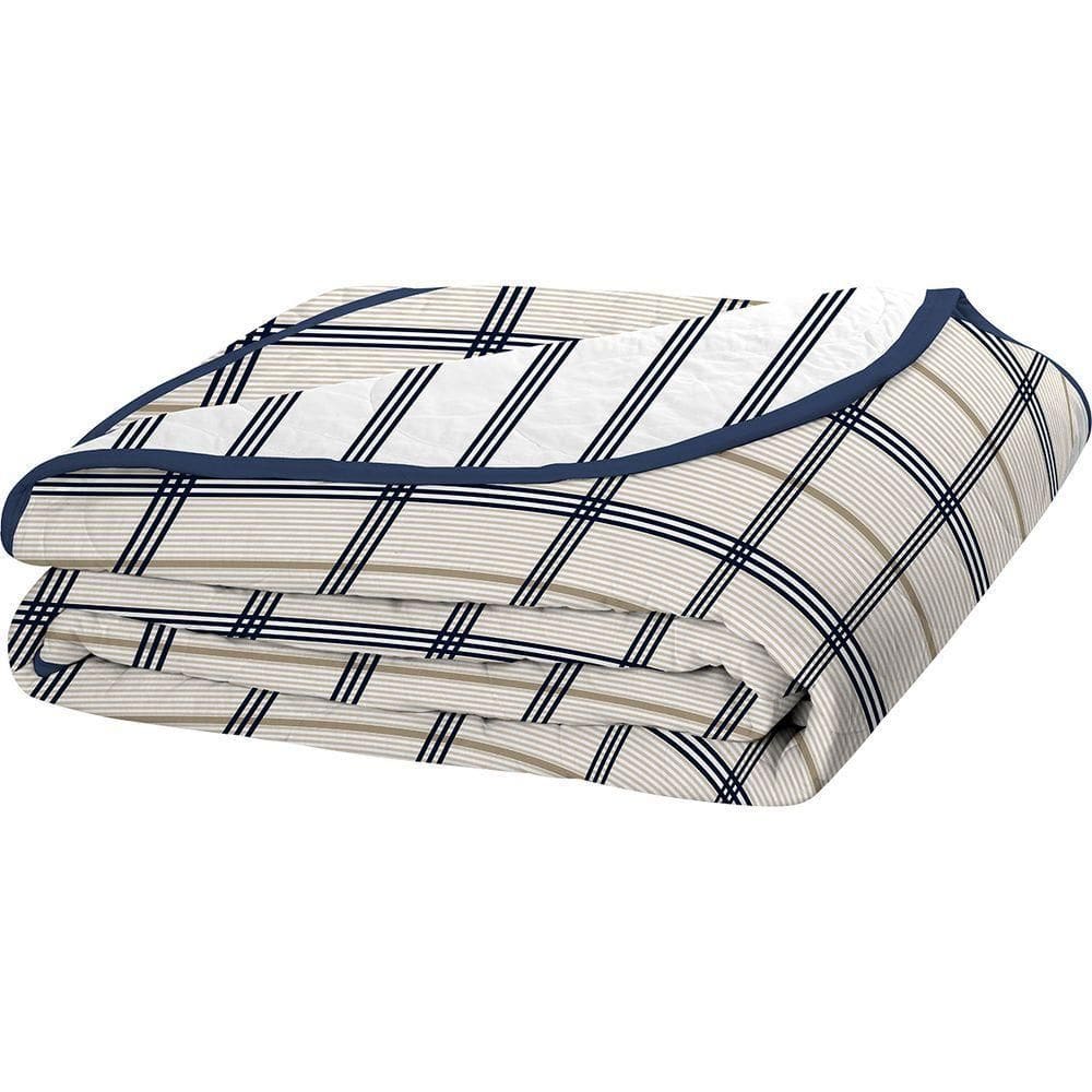 Cobre Leito Tecebem Queen Malha 100% Algodão Estampado Em Matelassê Otto 240x260m Marinho