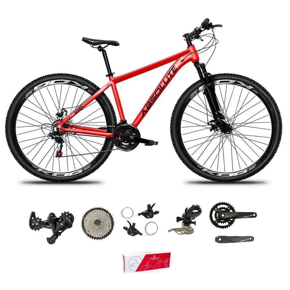 Bicicleta Aro 29 Absolute Nero 5 Alumínio 2x9 18v K7 Freios Hidráulicos Garfo Com Trava - Vermelho Tam.15
