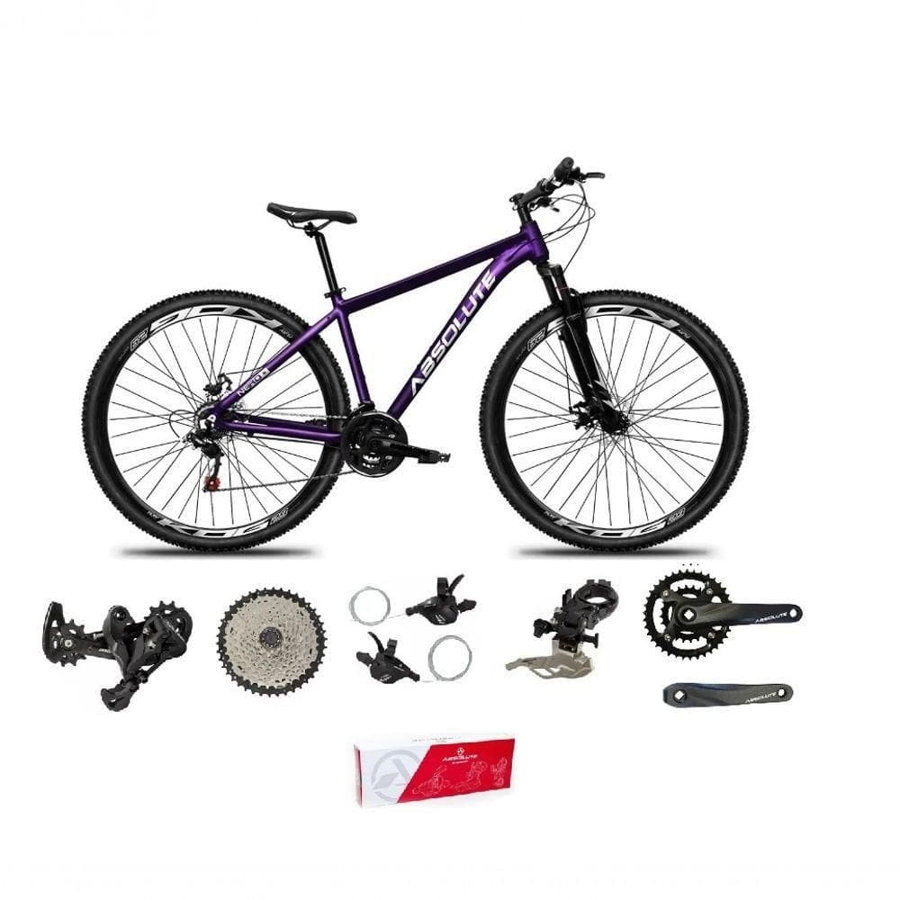 Bicicleta Aro 29 Absolute Nero 5 Alumínio 2x9 18v K7 Freios Hidráulicos Garfo Com Trava - Roxo Tam.17