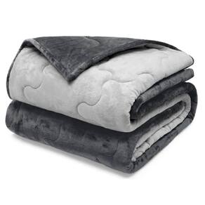 Edredom Buettner Queen Plush Flannel 100% Poliéster Dupla Face 240mx260m Metal Escuro E Metal Claro