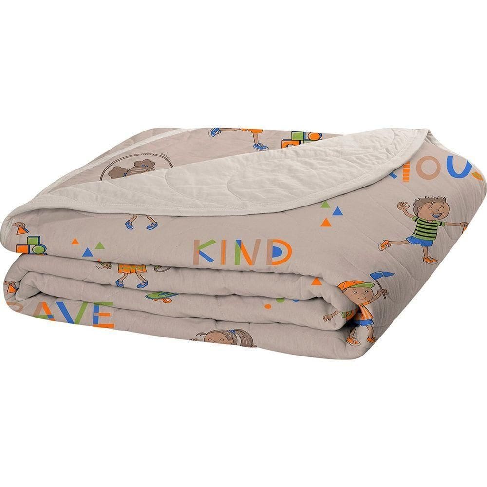 Cobre Leito Tecebem Solteiro Malha 100% Algodão Estampado Em Matelassê Kevin 170x240cm Trigo