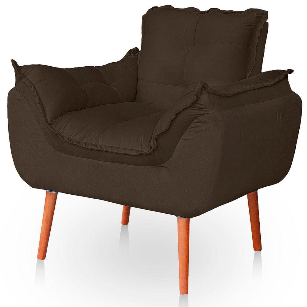 Poltrona Opala Para Sala Confortável Resistente Veludo Capuccino