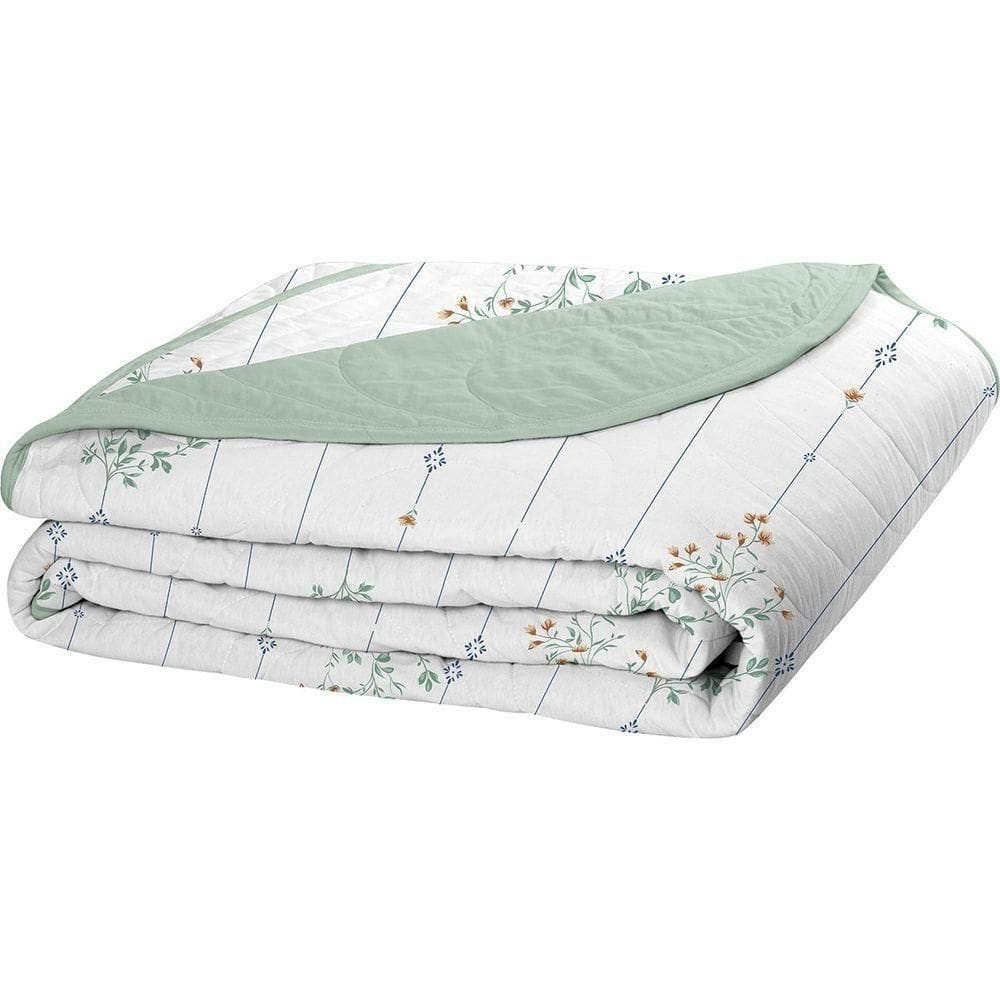 Cobre Leito Tecebem Solteiro Malha 100% Algodão Estampado Em Matelasse Fran 170 X 240cm Verde