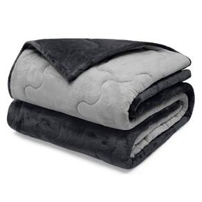 Edredom Buettner King Plush Flannel 100% Poliéster Dupla Face 260mx280m Preto E Metal Escuro