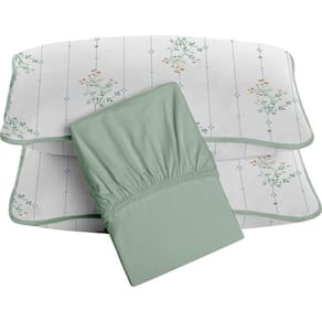 Jogo De Cama Tecebem King Malha 100% Algodão Fran 3 Peças Premium Verde