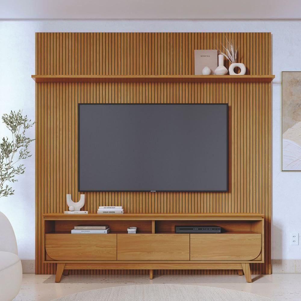 Kit Lyra Painel E Rack Com Painel Cumaru