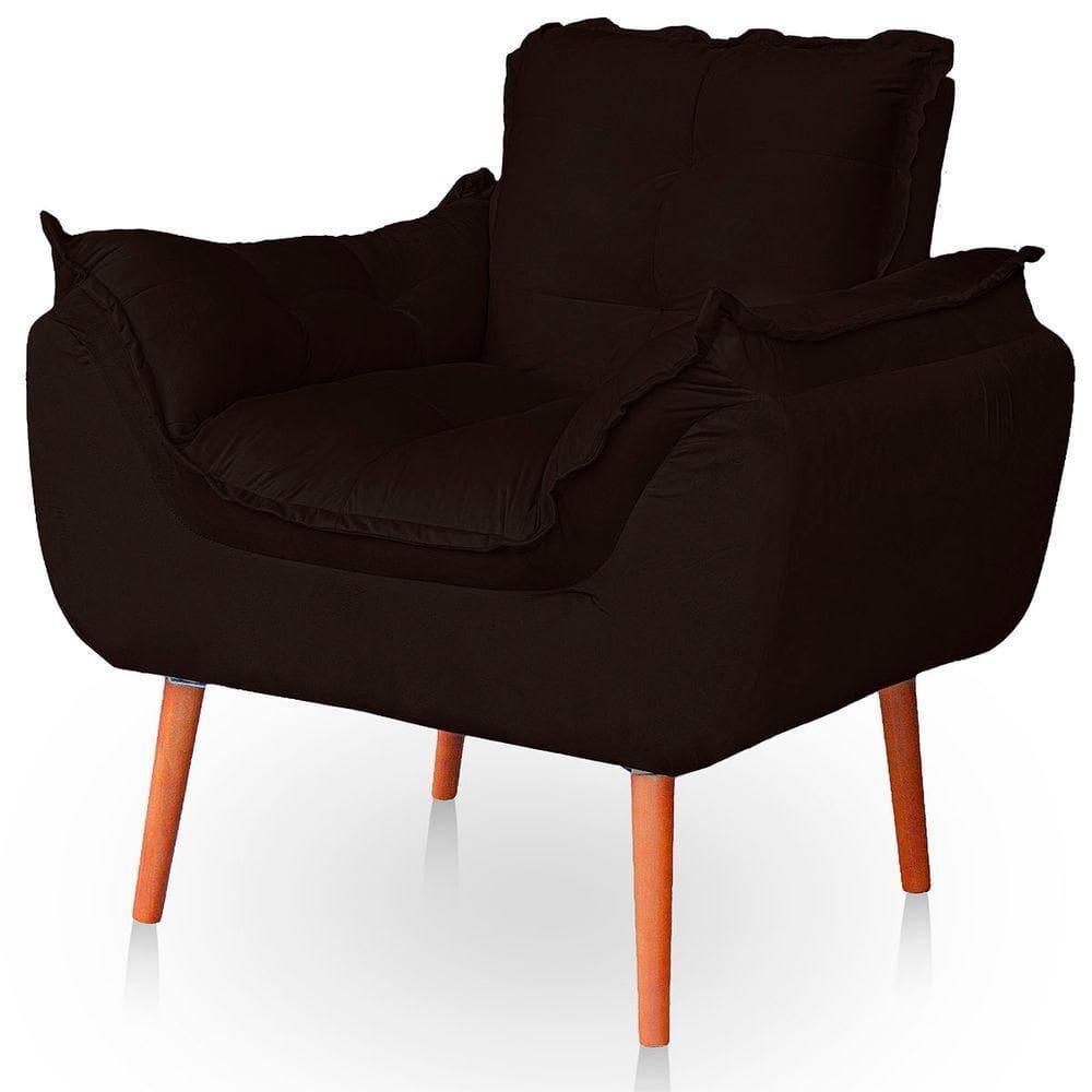 Poltrona Opala Para Sala Confortável Resistente Veludo Cor Marrom