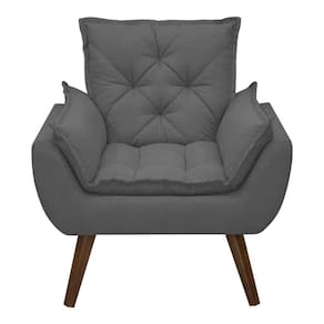 Poltrona Opala Decorativa Conforto Tecido Boucle Pé Trapézio Chumbo
