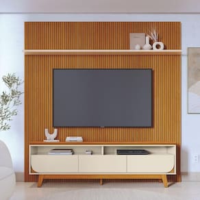 Kit Lyra Painel E Rack Com Painel Cinamomo/off-white