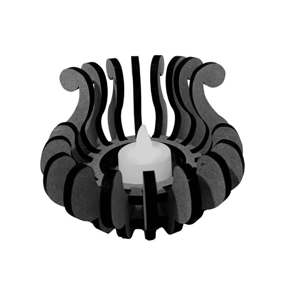 Castiçal Com Vela Eletrônica - Preto