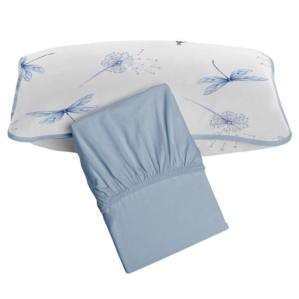 Jogo De Cama Tecebem Solteiro Malha 100% Algodão Karen 2 Peças Premium Azul