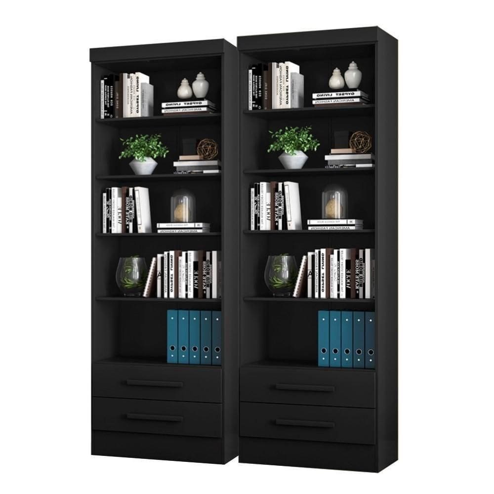 (2 Unid) Livreiro Preto Fosco (