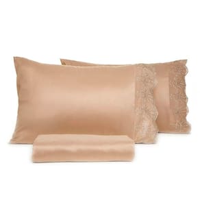 Jogo De Cama Lmpeter Queen Microfibra 100% Poliéster 3 Peças Bege Claro