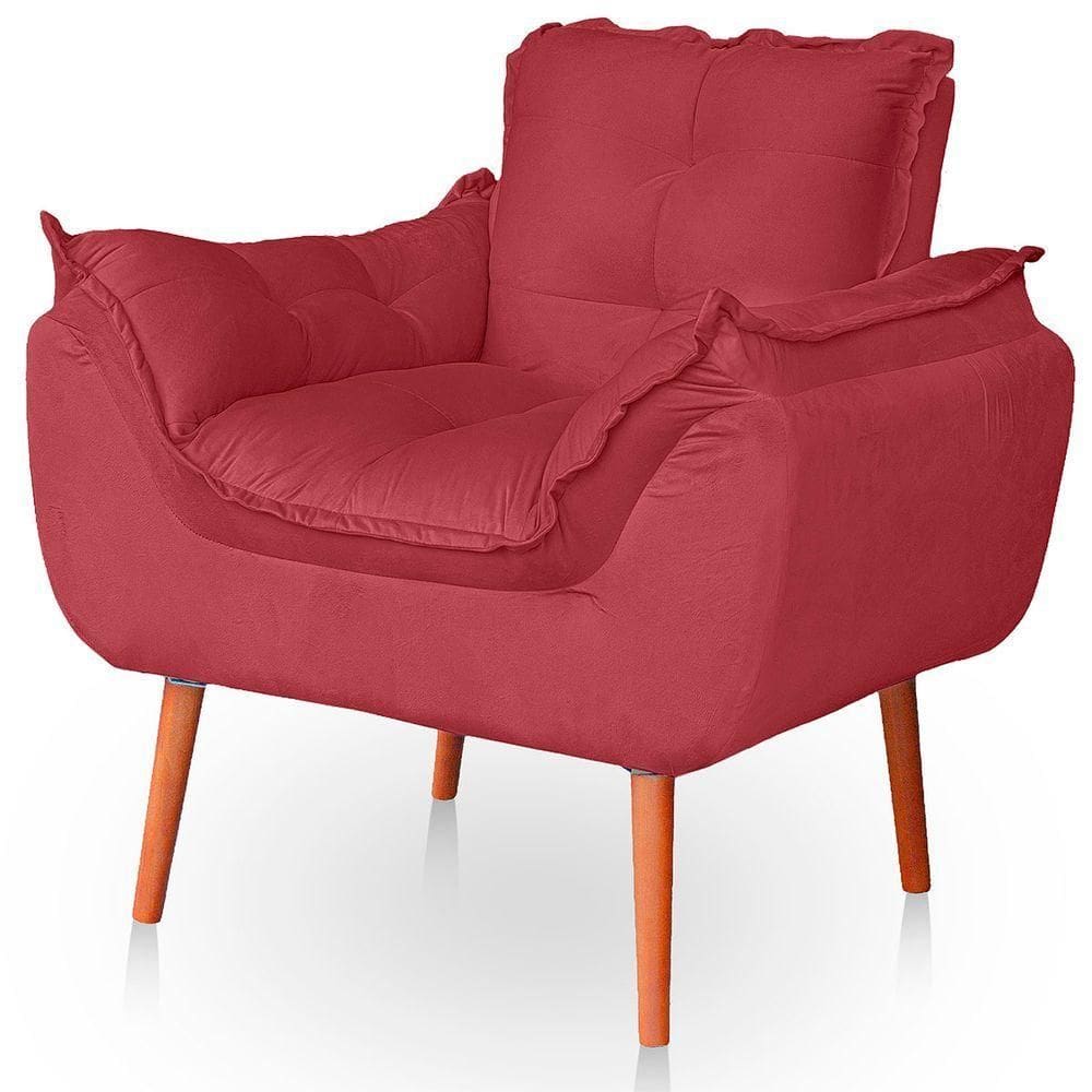 Poltrona Opala Para Sala Confortável Resistente Veludo Rose