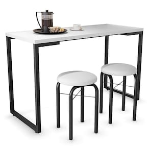 Mesa De Cozinha Bistrô Porto Branco 120cm Com 2 Banquetas Industriais Maviê Branco/preto - Mpozenato