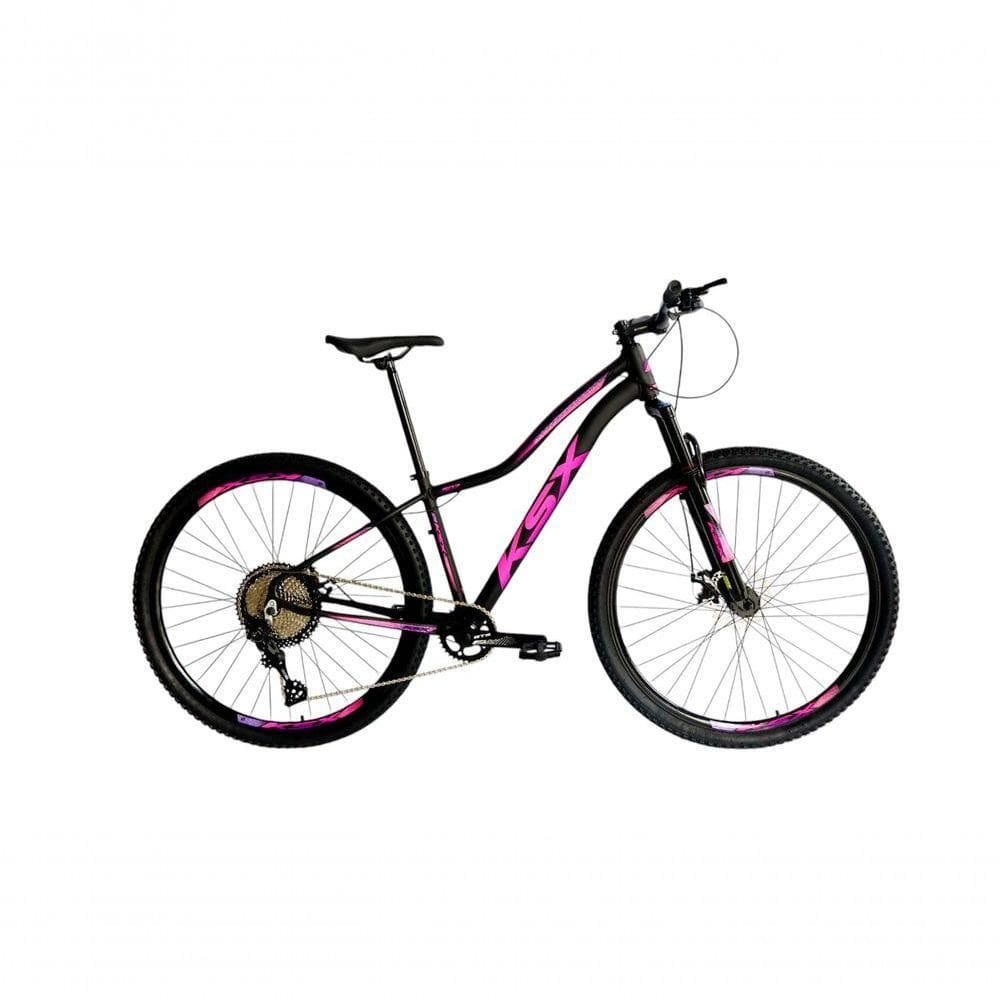 Bicicleta Aro 29 Ksx Sd7 Feminina 12v Garfo Com Trava K7 11/50 Freios Hidráulicos Kit 1x12 - Preto/rosa/violeta Tam. 17