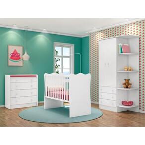 Guarda Roupa 825 + Berço Doce Sonho 1 + Cômoda Trocador 2523 Branco