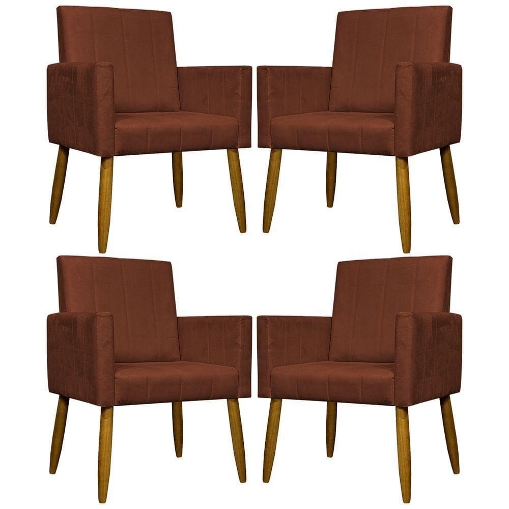 Kit 4 Poltronas Decorativa Para Sala Recepção Consultório Escritório Mari Suede