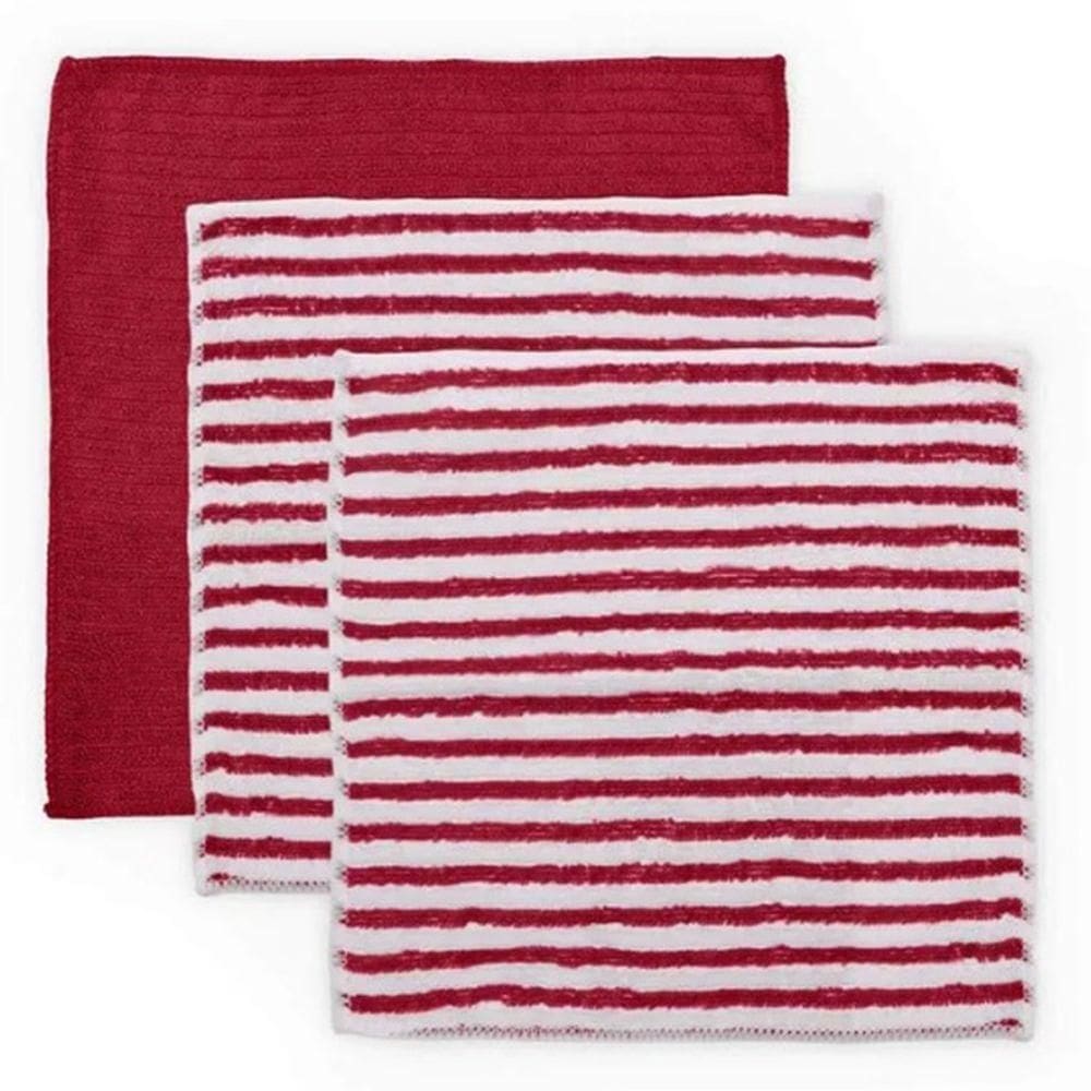 Kit Pano Multiuso Buettner Enxuga E Limpa Microfibra 3 Pçs Vermelho