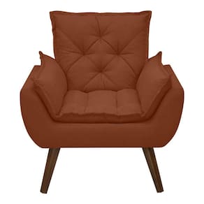 Poltrona Opala Decorativa Conforto Tecido Boucle Pé Trapézio Terracota