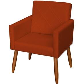 Poltrona Decorativa Para Sala Recepção Beatriz Suede Cores Pé Palito Castanho