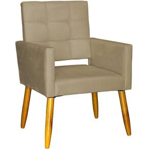 Poltrona Decorativa Para Sala Recepção Isa Suede Cores Pé Palito Castanho