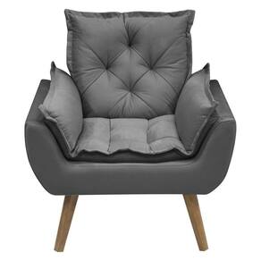 Kit Com 2 Poltronas Opala Conforto Decorativa Em Veludo Chumbo