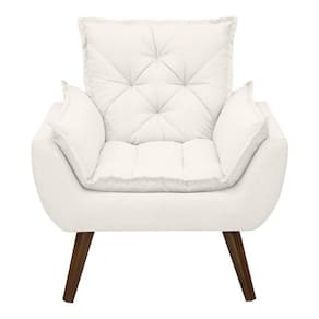 Poltrona Opala Decorativa Conforto Tecido Boucle Pé Trapézio Branco