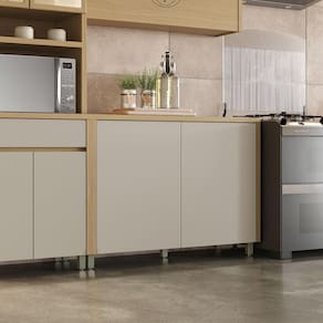 Balcão 2 Portas 120cm Condessa 100% Mdf Nesher Móveis Carvalho/greige