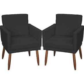 Kit 2 Poltronas Decorativa Para Sala Recepção Beatriz Suede Cores Pé Palito Castanho