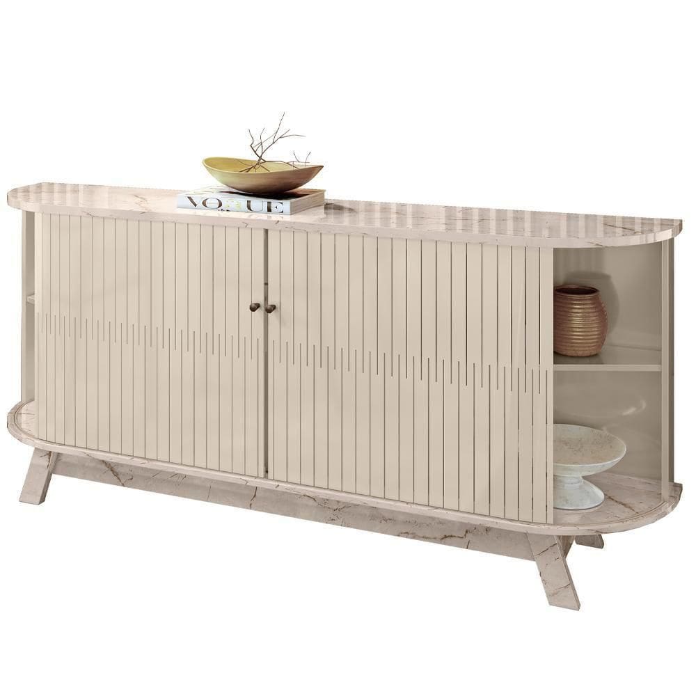 Buffet Aparador 4 Portas 183 Cm Monaco Calacata Madetec