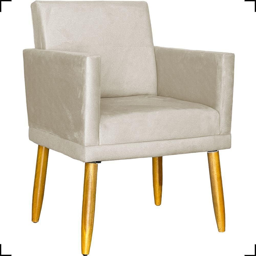 Poltrona Nina Com Base Suede Cores Pé Palito 30cm Castanho