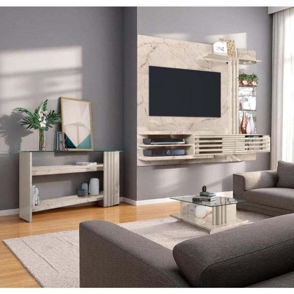 Conjunto Sala Domo C/ Aparador C/ Mesa De Centro Calacata/off-white