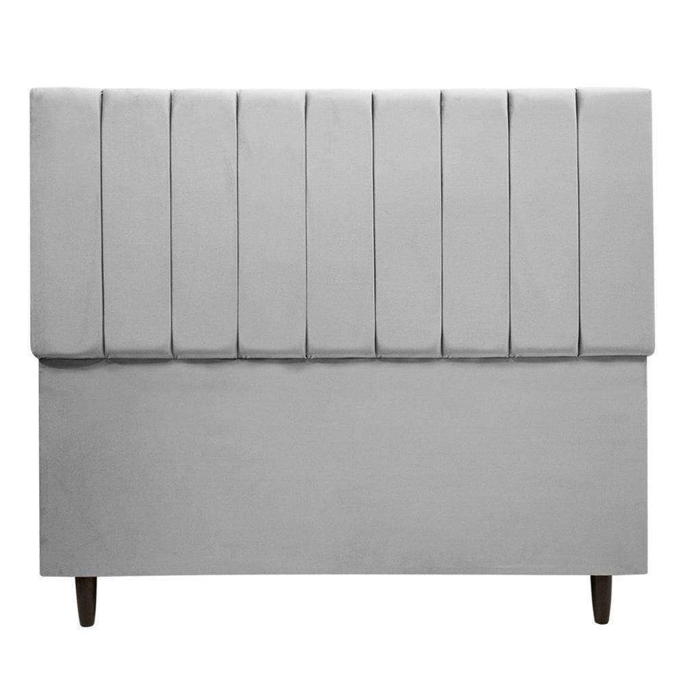 Cabeceira Cama Box Maju 1,40 Casal Veludo Linha Premium Cinza
